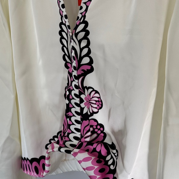 Intempo Cream Blouse with Black & Pink Graphic Trim NEW XXL - Picture 3 of 11